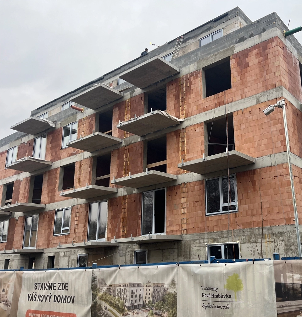 Viladomy Nová Hrabůvka - hrubá stavba dokončena